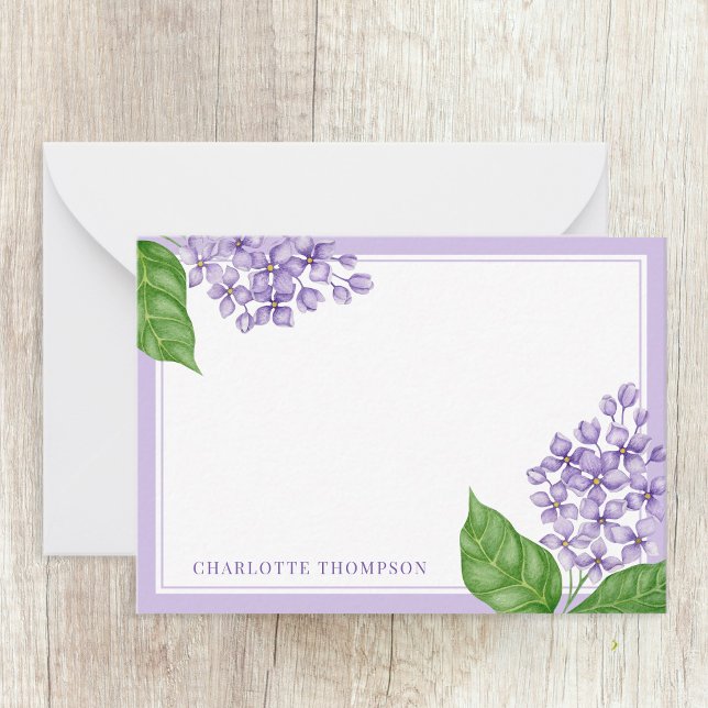 Aquarellfarben Lila Lilacs und Personalisierter Na Mitteilungskarte (Von Creator hochgeladen)