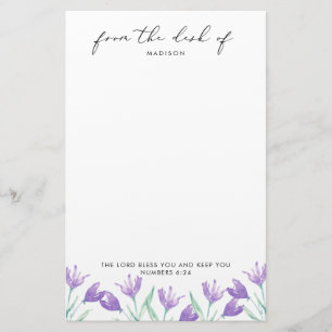 Aquarellfarben Lilac-Blume Personalisierte Schrift Briefpapier