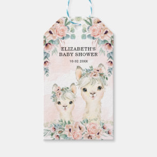 Aquarellfarben Llama Blush Flower Girl Babydusche Geschenkanhänger
