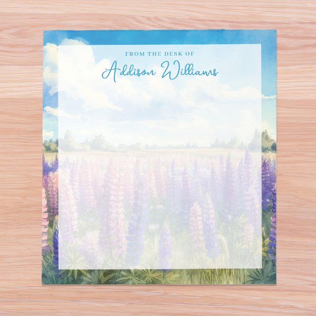 Aquarellfarben Lupine Wildblumen Individuelle Name Notizblock (Von Creator hochgeladen)
