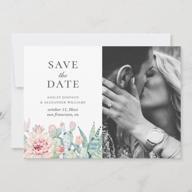 Aquarellfarben macht Blume. Foto Save The Date (Vorderseite)