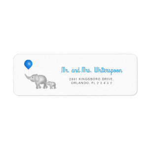 Aquarellfarben-Mama & Baby-Elefanten Blue Balloon