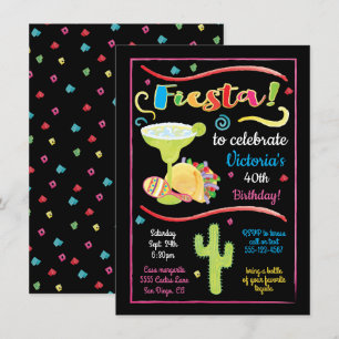 Aquarellfarben mexikanische Fiesta zum Geburtstag  Einladung