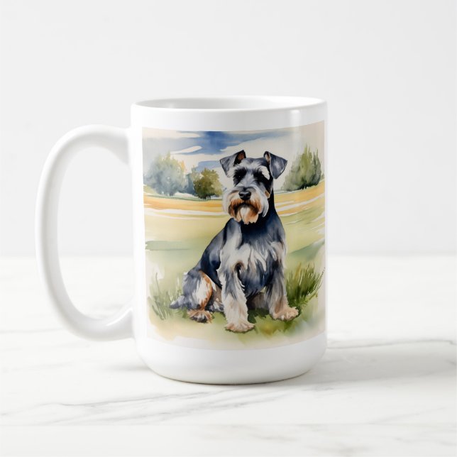 Aquarellfarben Miniatur Schnauzer - Hunde Kunst dr Kaffeetasse (Links)