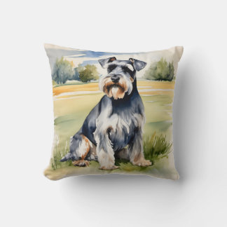 Aquarellfarben Miniatur Schnauzer - Hunde Kunst dr Kissen