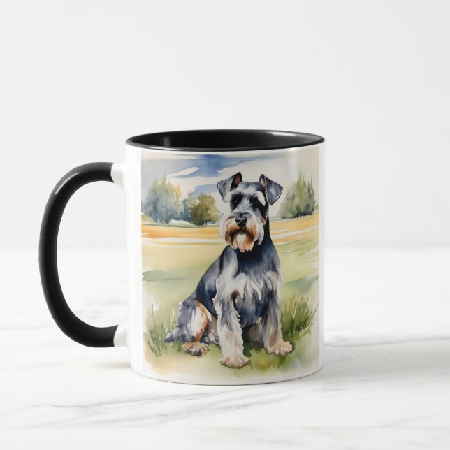 Aquarellfarben Miniatur Schnauzer - Hunde Kunst dr Tasse (Links)