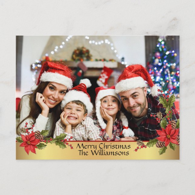 Aquarellfarben-Mistletoe-Foto Feiertagspostkarte (Vorderseite)