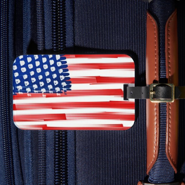 Aquarellfarben mit amerikanischer Flagge Gepäckanhänger (Vorderseite Insitu 4)