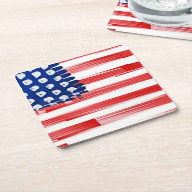 Aquarellfarben mit amerikanischer Flagge Rechteckiger Pappuntersetzer (angewinkelt)