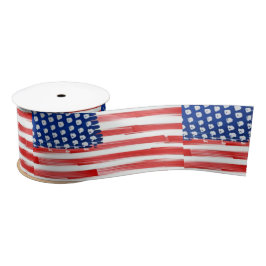Aquarellfarben mit amerikanischer Flagge Satinband