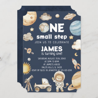Aquarellfarben mit einem kleinen Schritt Weltraumt Einladung