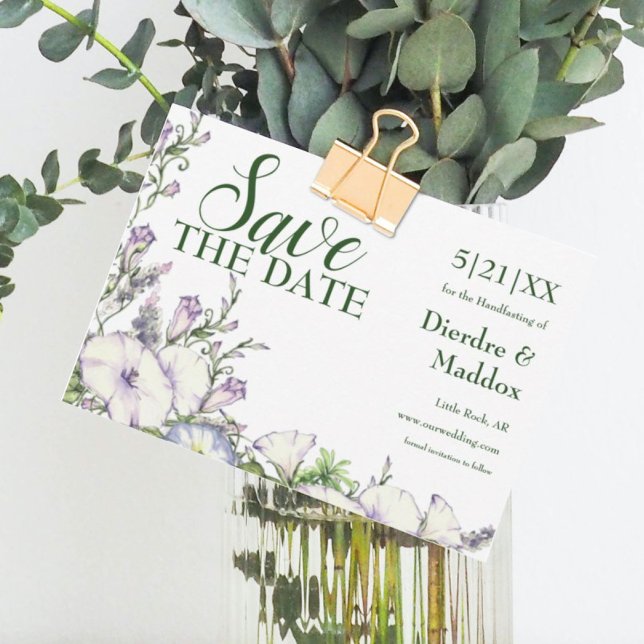 Aquarellfarben Morning Glory Handfasts Save The Date (Von Creator hochgeladen)