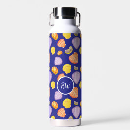 Aquarellfarben-Muscheln, isoliert Monogramm Trinkflasche