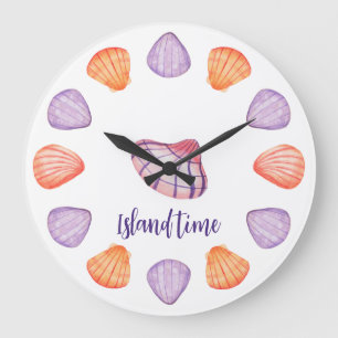 Aquarellfarben-Muscheln-Uhr Große Wanduhr