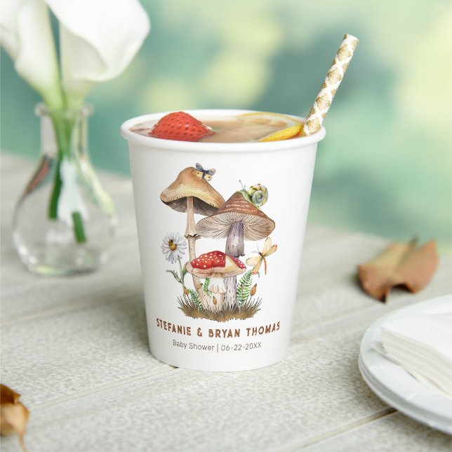 Aquarellfarben Mushroom Baby Shooting Paper Cups | Pappbecher (In Situ)