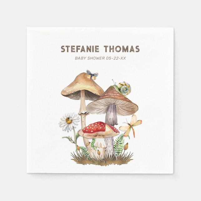 Aquarellfarben Mushroom Kinderdusche Napkins | Wal Serviette (Vorderseite)