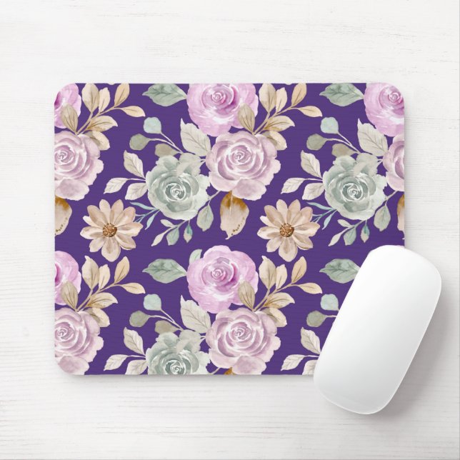 Aquarellfarben Nahtlose Blume Mousepad (Mit Mouse)