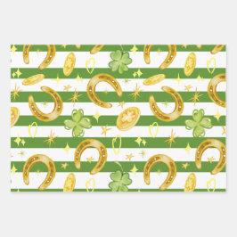 Aquarellfarben Nahtloses Muster Niedlich St Patric Geschenkpapier Set