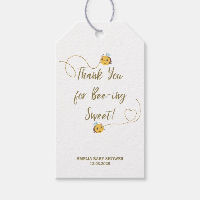 Aquarellfarben-neutrale Mommy to Bee Baby Dusche Geschenkanhänger (Vorderseite)