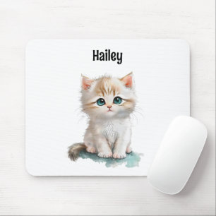 Aquarellfarben Niedlich Kitten mit blauen Augen Mousepad