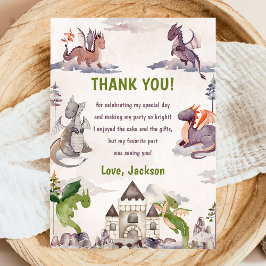 Aquarellfarben Niedlicher Drache Geburtstag Danke Einladung