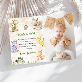 Aquarellfarben Niedlicher Drache Geburtstag Danke Einladung