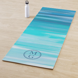 Aquarellfarben Ombre Abstrakt Navy Blue Aqua Monog Yogamatte