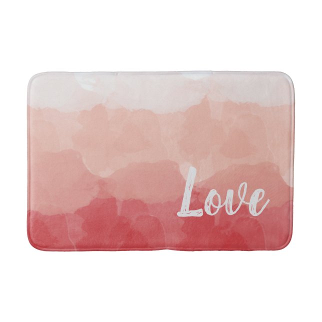 Aquarellfarben Ombre Rot und Rosa Gradient Liebe Badematte (Vorderseite)