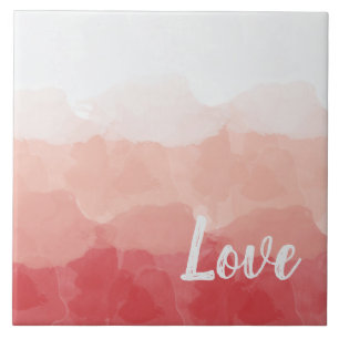Aquarellfarben Ombre Rot und Rosa Gradient Liebe Fliese