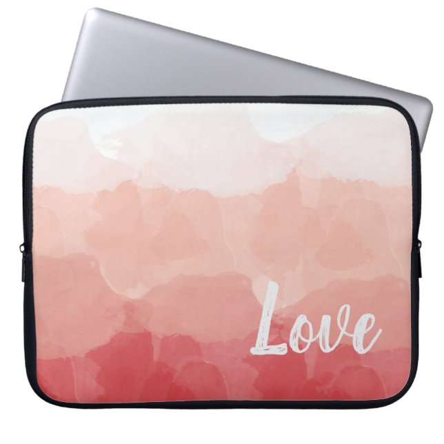 Aquarellfarben Ombre Rot und Rosa Gradient Liebe Laptopschutzhülle (Vorderseite)