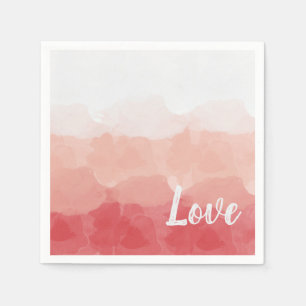 Aquarellfarben Ombre Rot und Rosa Gradient Liebe Serviette