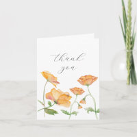 Aquarellfarben Orange Floral Dankeschön Karte