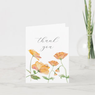 Aquarellfarben Orange Floral Dankeschön Karte