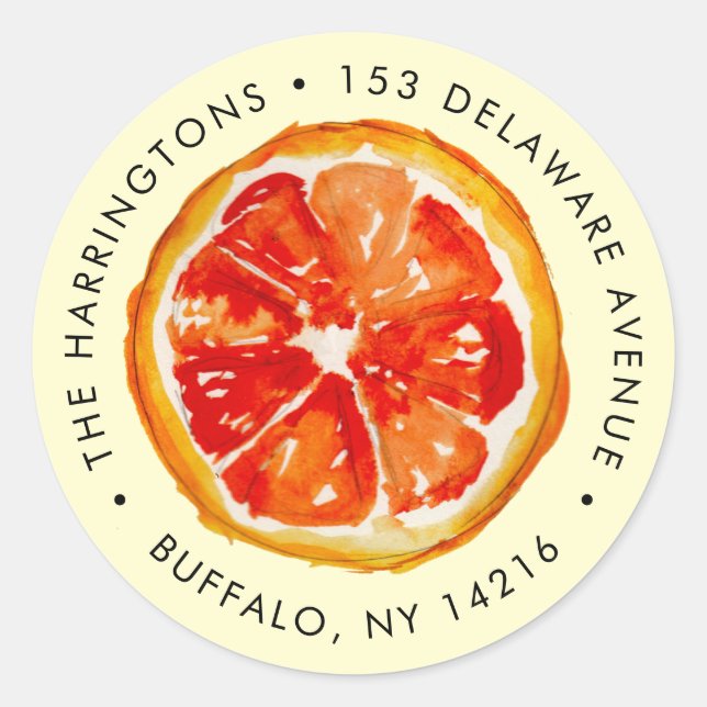 Aquarellfarben Orange Hand Gezeichnet Citrus-Rücks Runder Aufkleber (Vorderseite)