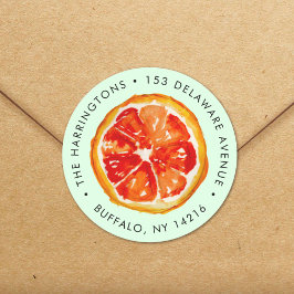 Aquarellfarben Orange Hand Gezeichnet Citrus-Rücks Runder Aufkleber