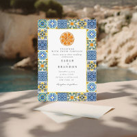 Aquarellfarben Orange Mediterrane blaue Kacheln Ho