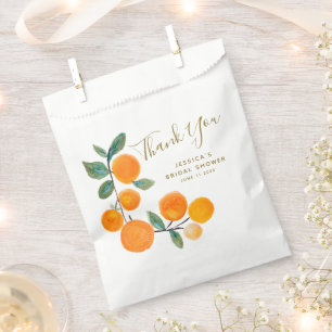 Aquarellfarben Orange Rustic Danke Brautparty Geschenktütchen