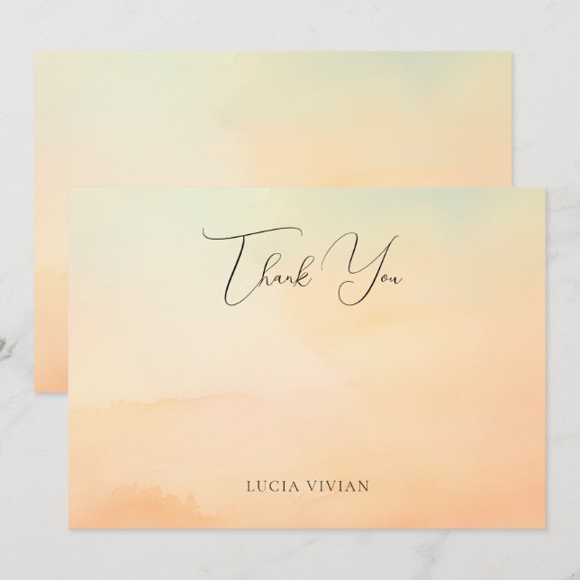 Aquarellfarben Orange Sonnenuntergang Cloud 9 Brid Dankeskarte (Vorne/Hinten)