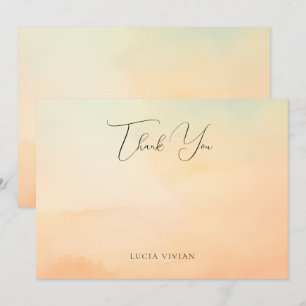 Aquarellfarben Orange Sonnenuntergang Cloud 9 Brid Dankeskarte