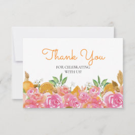 Aquarellfarben Orange und Pink Floral Vielen Dank Karte