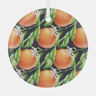 Aquarellfarben-Orangen: Zitrusfarbenes Muster Ornament Aus Glas