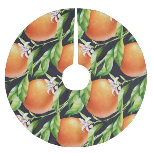 Aquarellfarben-Orangen: Zitrusfarbenes Muster Polyester Weihnachtsbaumdecke