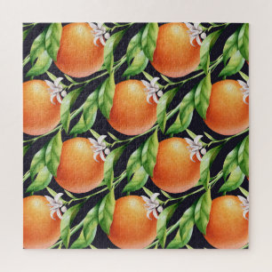 Aquarellfarben-Orangen: Zitrusfarbenes Muster Puzzle