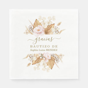 Aquarellfarben Pampas Gras Pink Blume Bautizo Serviette