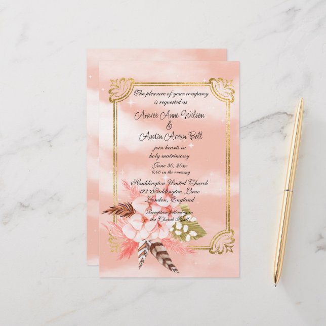 Aquarellfarben Pampas Gras und Gold (Vorderseite/Rückseite Beispiel)