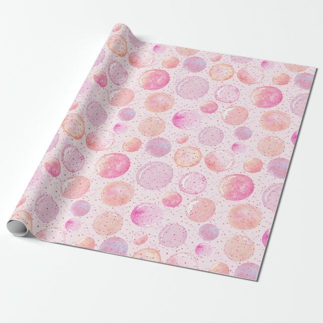 Aquarellfarben Pastellfarben Pink Peach Blase Glit Geschenkpapier (Ungerollt)