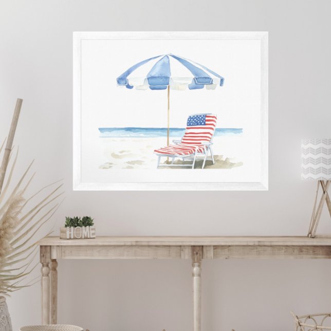 Aquarellfarben Patriotische Red White & Blue Beach Poster (Von Creator hochgeladen)