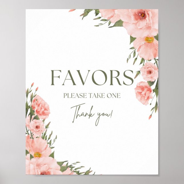 Aquarellfarben Peach Floral Favoriten Poster (Vorne)