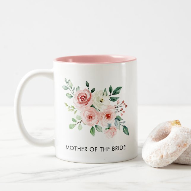 Aquarellfarben Personalisiert rosa Zweifarbige Tasse (Mit Donut)