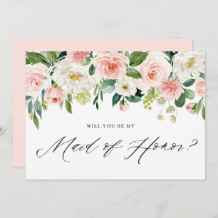 Aquarellfarben Pfirsich Florals meine Trauzeugin Einladung